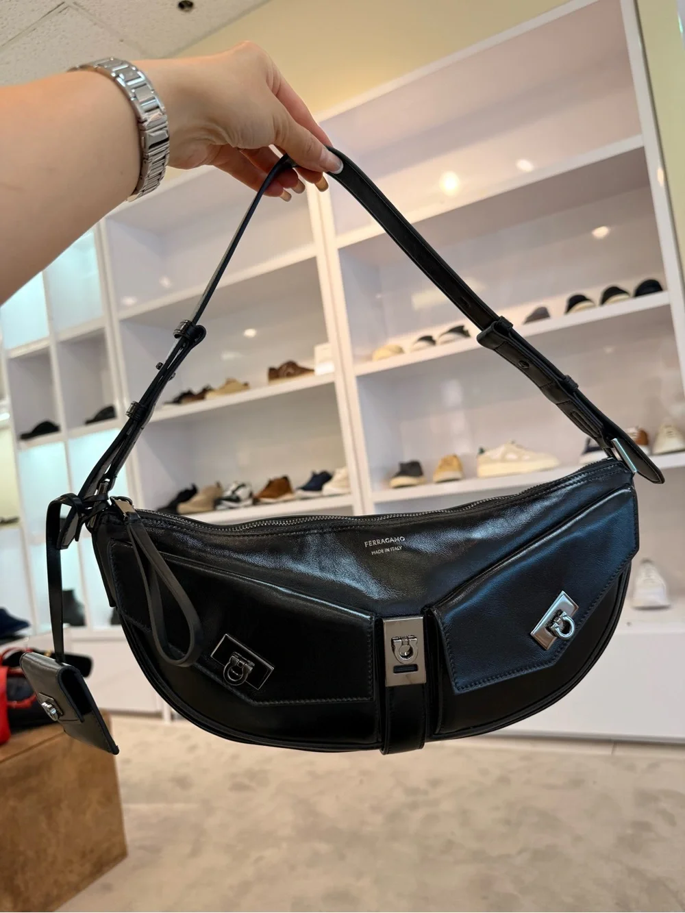 Ferragamo Women's Black Multipocket Hobo Bag Black